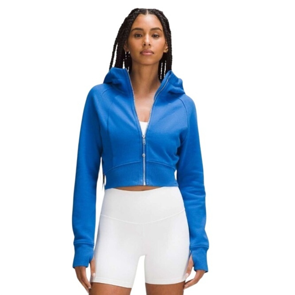 Lululemon Scuba Oversized Full Zip Cropped Hoodie Blazer Blue Sweatshirt ~XS/S